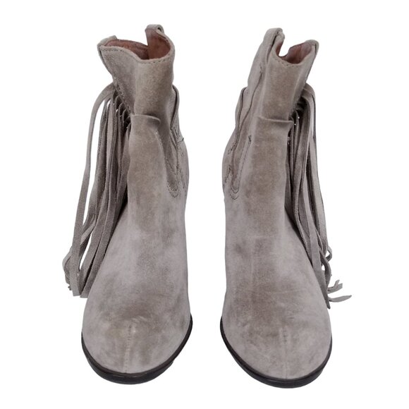 Jeffrey Campbell Bronco Suede Fringe Boots Taupe Sz 6 - Picture 4 of 11